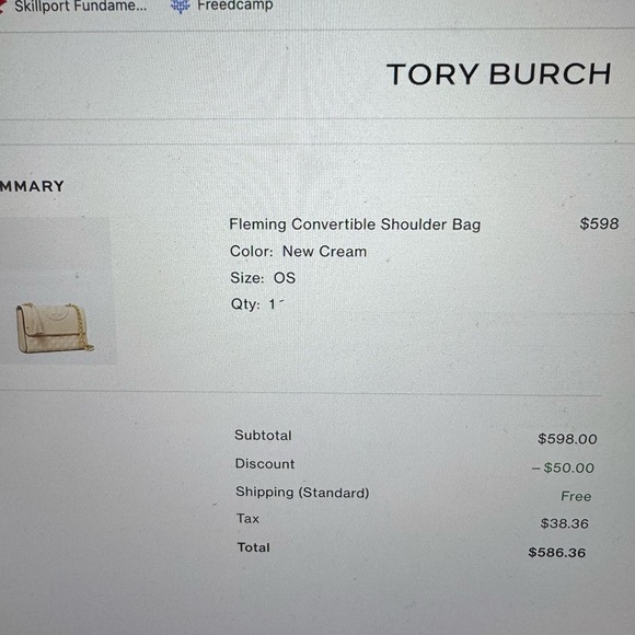 Tory Burch Cream Fleming Quilted Shoulder Bag with Gold Chain - Picture 5 of 5